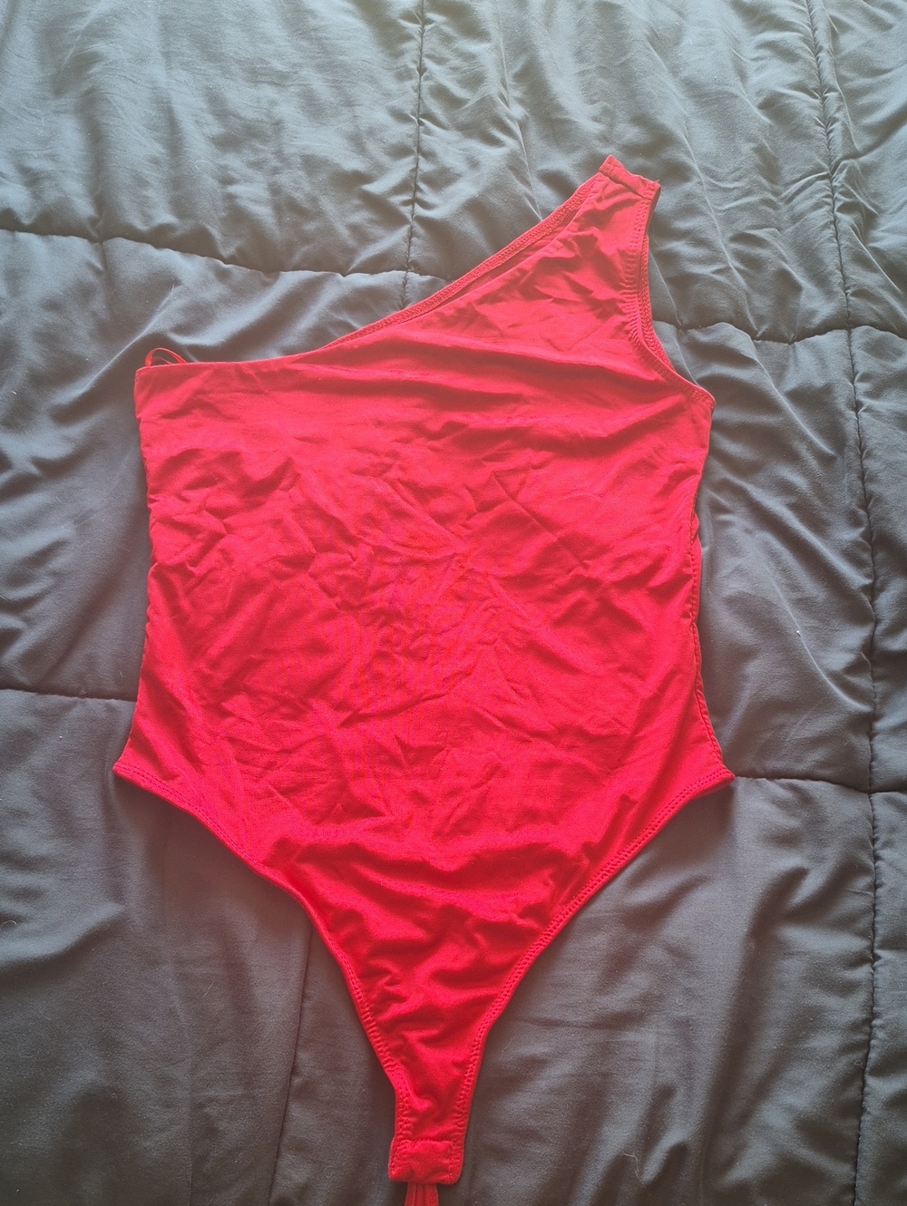 One-Shoulder Neon Red Bodysuit